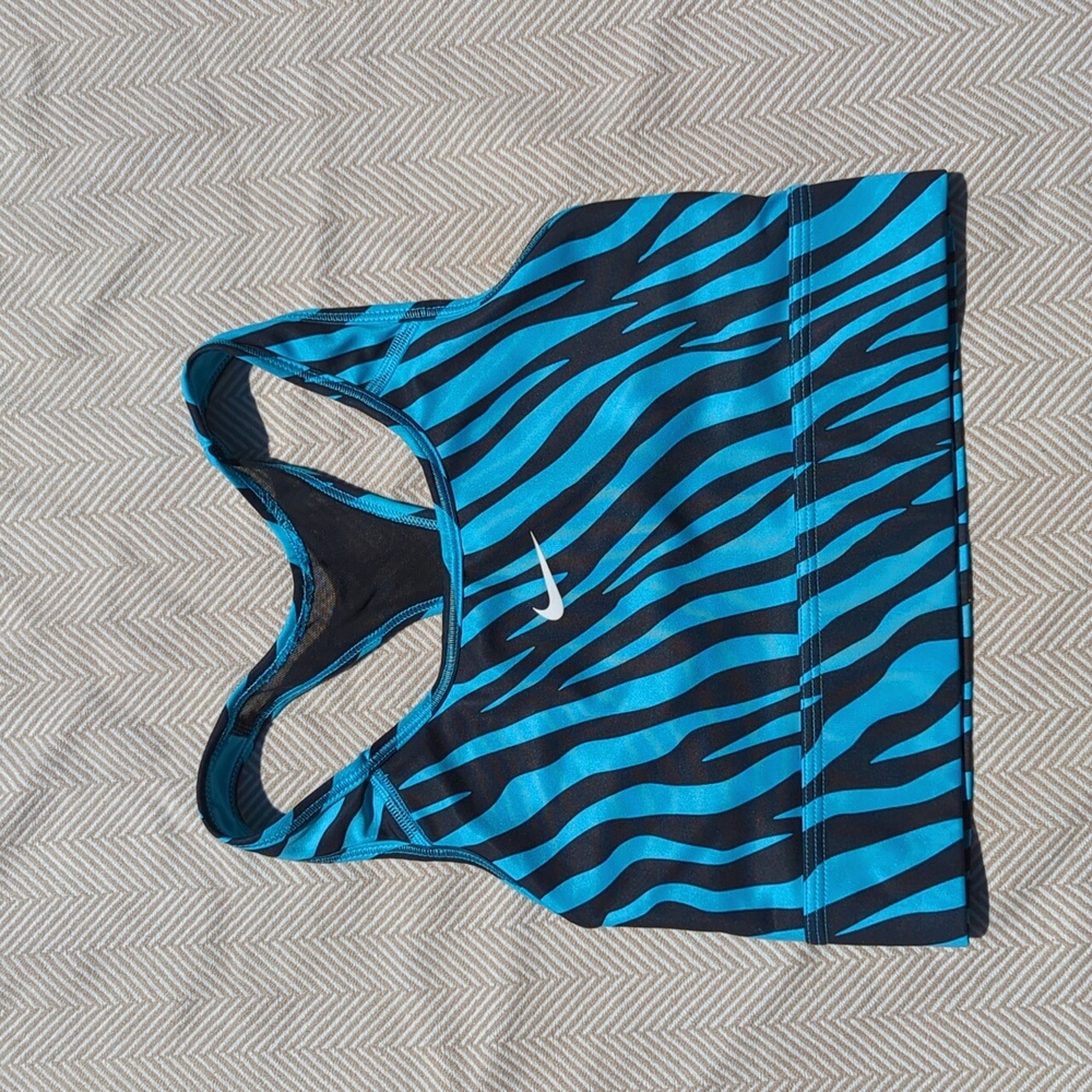 Nike blue and black sports bra size small